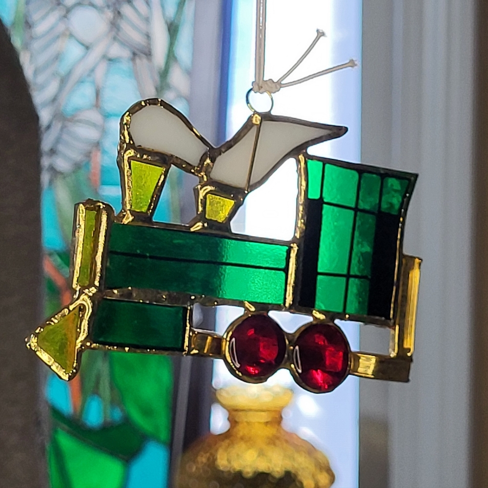 Stained Glass Train Ornament